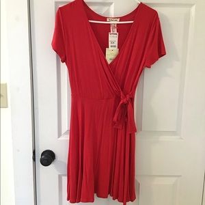 Red mini wrap dress